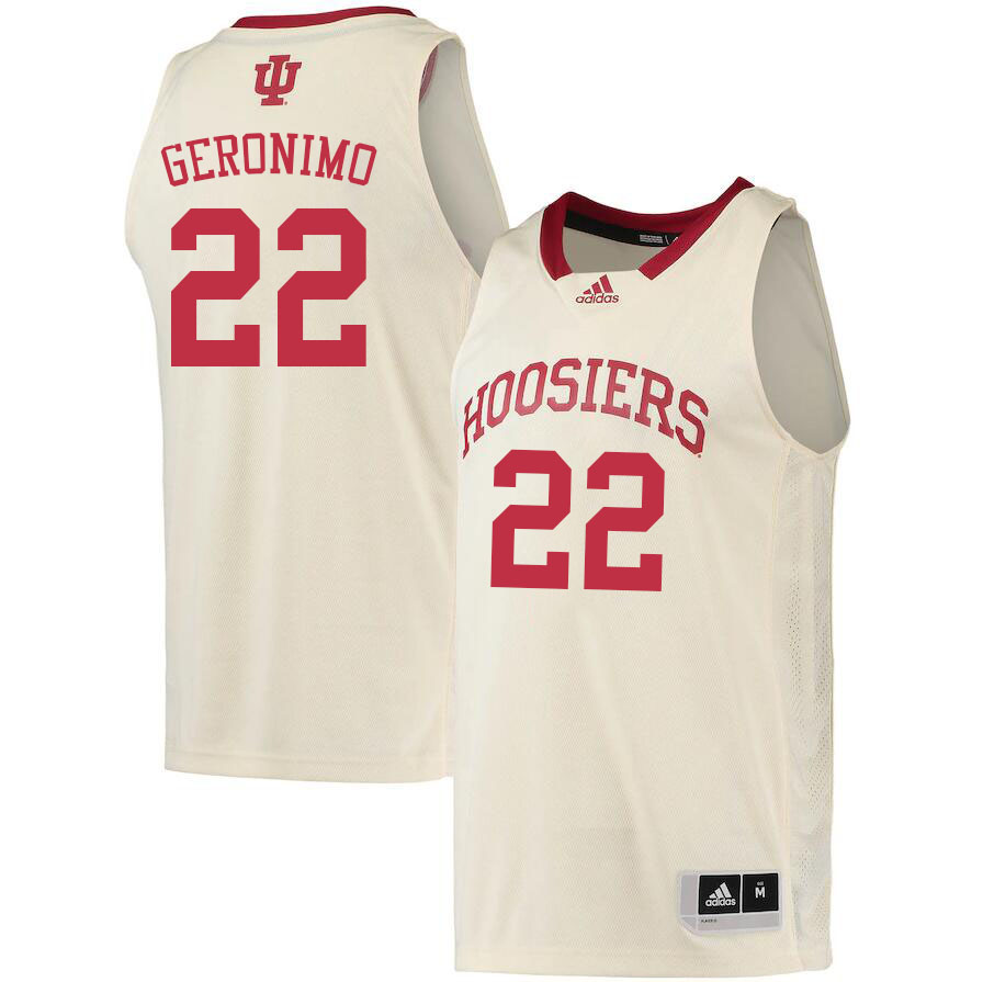 Men #22 Jordan Geronimo Indiana Hoosiers College Basketball Jerseys Sale-Cream